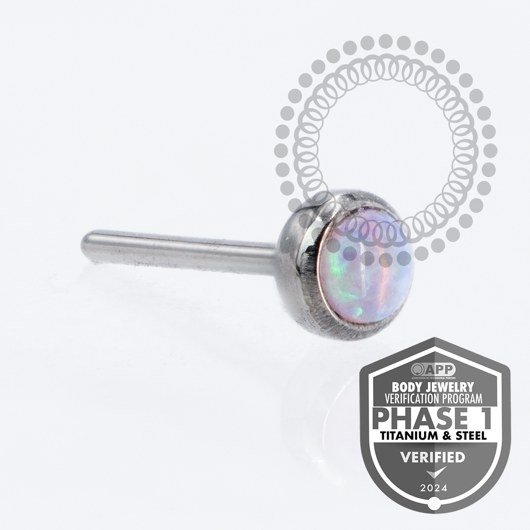 TT22 Topo Opala Rosa Flat Back Push Pin Titânio Mill®