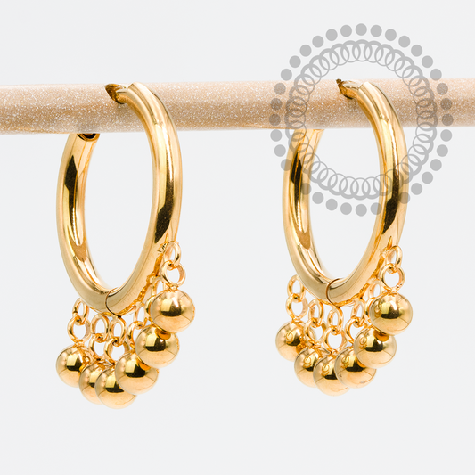 TN2079 Brinco Argola 12mm Esfera Titânio PVD Gold