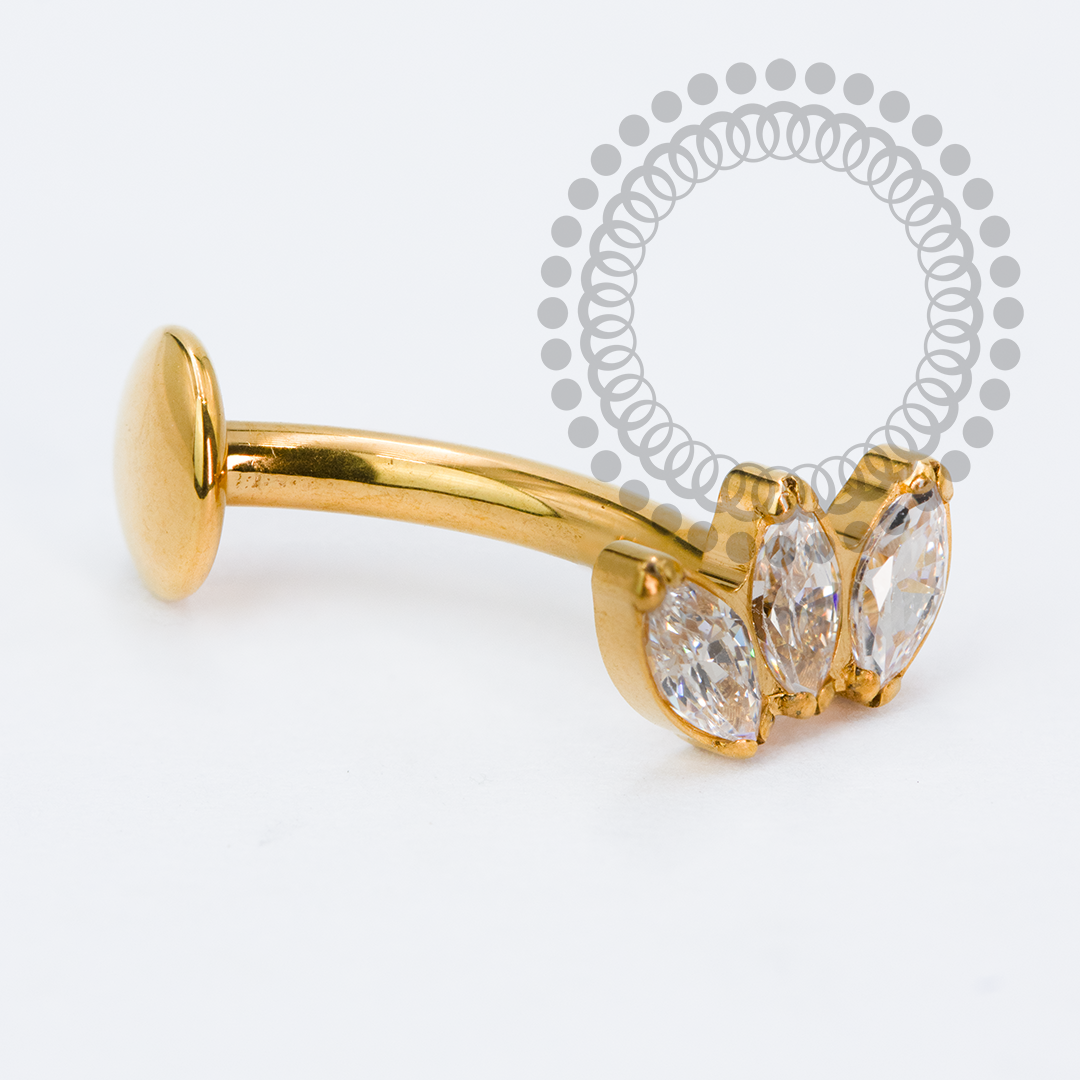 TN2252 Navel Floating Push Pin Navetes Titânio PVD Gold