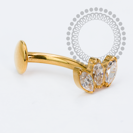 TN2252 Navel Floating Push Pin Navetes Titânio PVD Gold