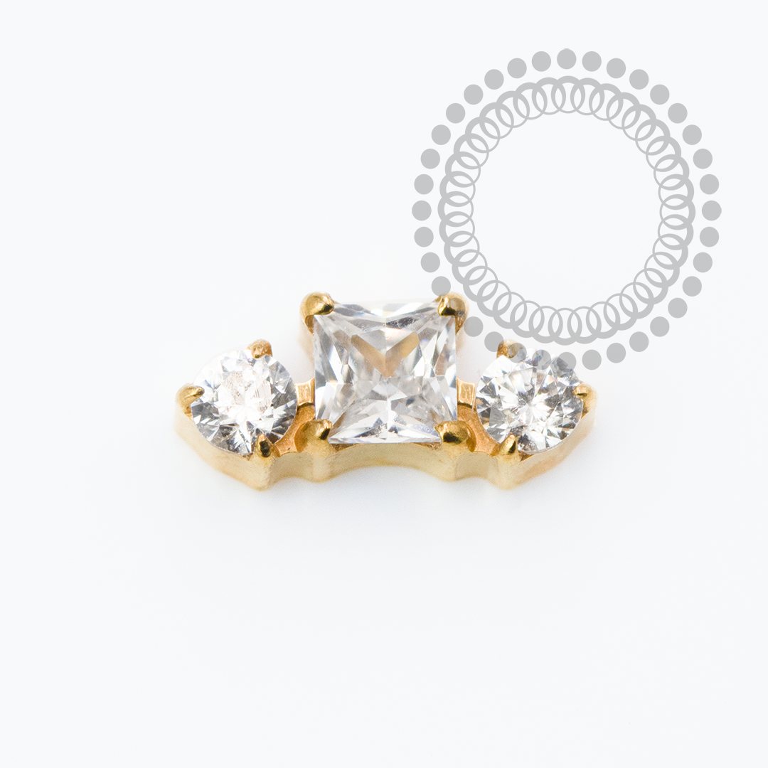 TN2343 Topo Mini Cluster 1 CZ Quadrada Titânio PVD Gold