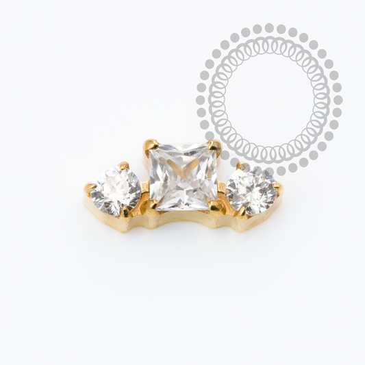 Topo Mini Cluster 1 CZ Quadrada Titânio PVD Gold