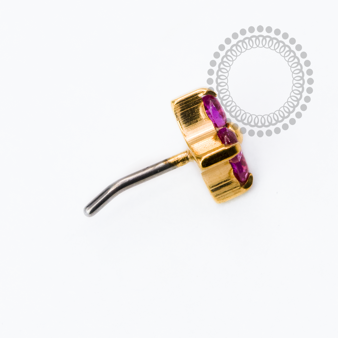 TN2497 Topo Micro Trevo CZ Rubi Push Pin Titânio PVD Gold