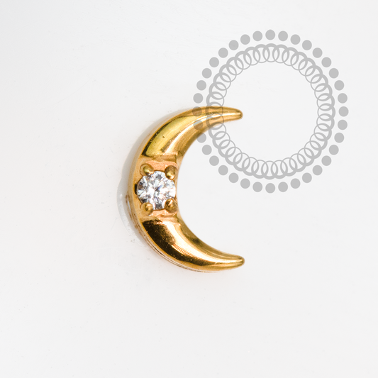 TN2082 Topo Mini Lua CZ Crescente Titânio PVD Gold