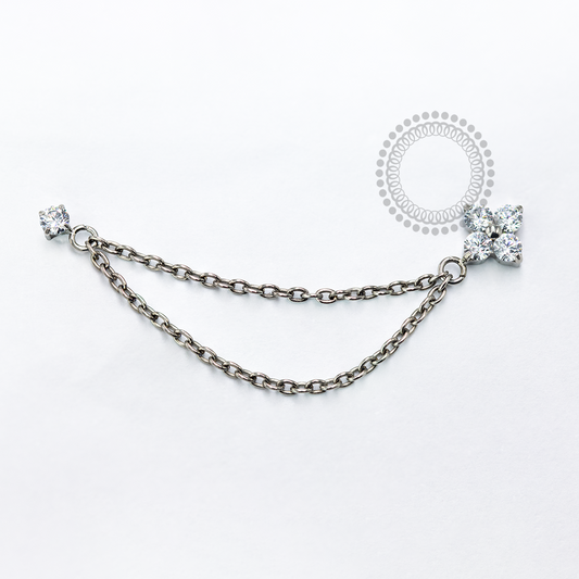 TN1679 Topo Trevo CZ Corrente com Zirconia Titânio ASTM F-136