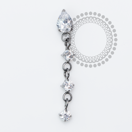 TN2038 Topo Pingente Gota CZ Titânio ASTM F136