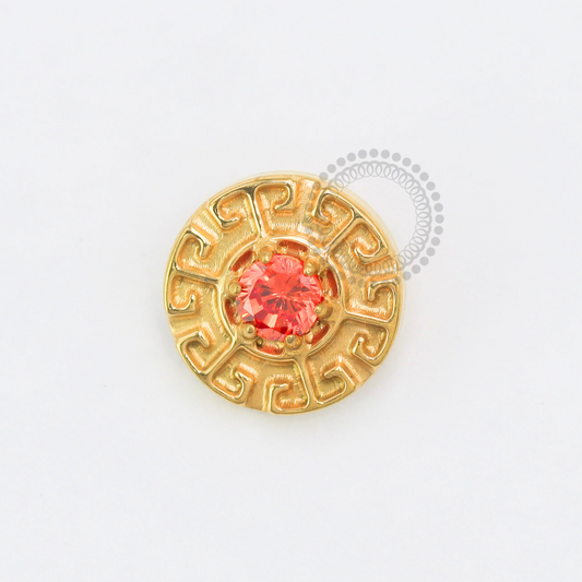 TN1794 Topo Sol Inca Zircônia Rubi Titânio PVD Gold