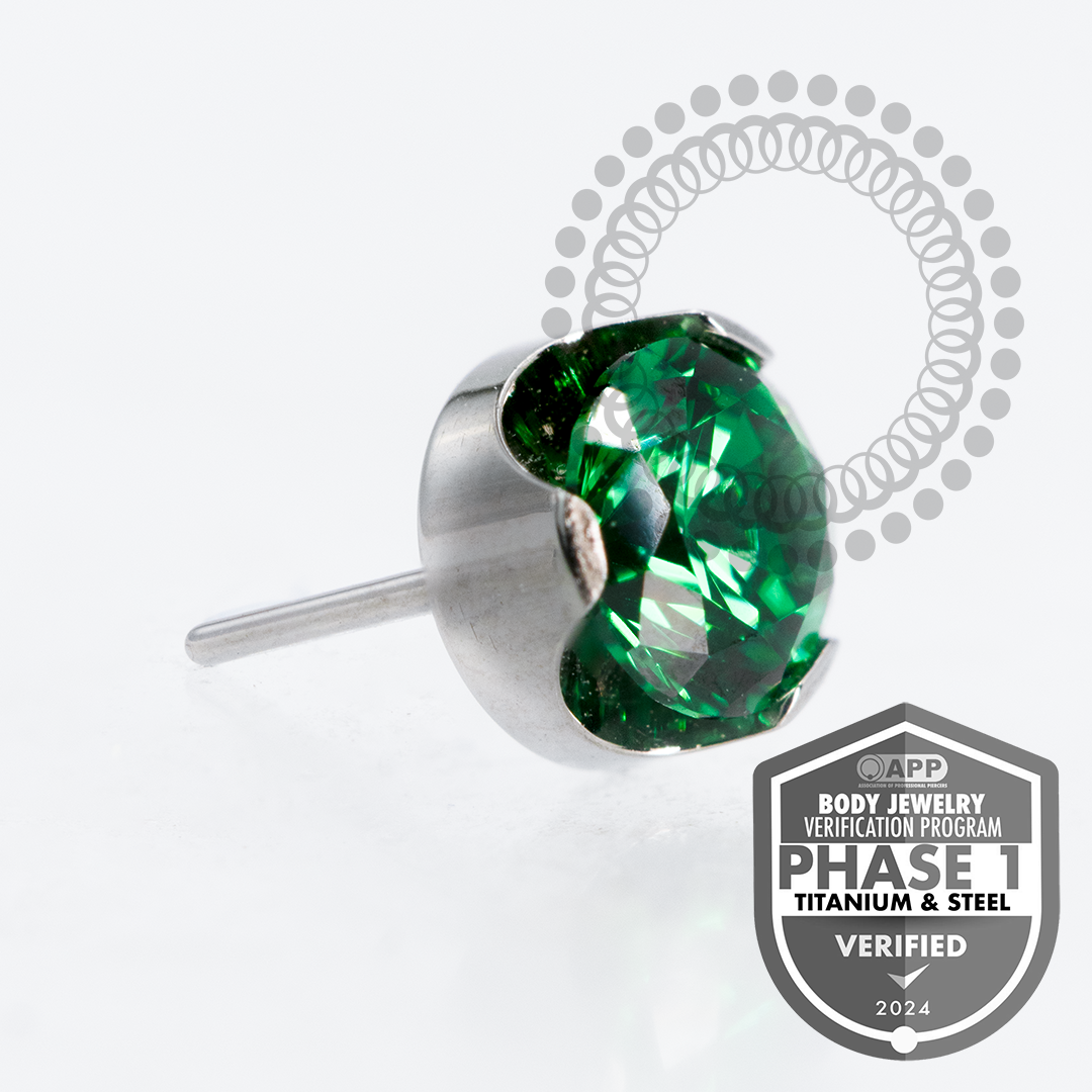 TT19 Topo Zirconia Verde Disco Push Pin Titânio Mill®