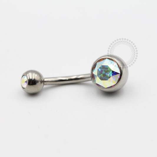 TN99 Navel Piercing Tradicional Stone CZ Boreal Titânio