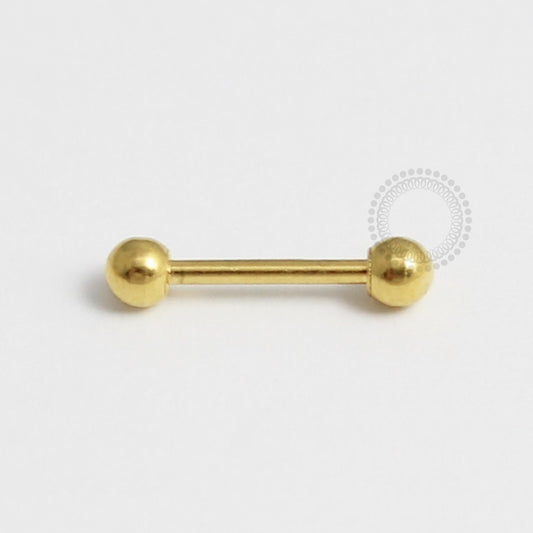 PVD13 Micro barbell Reto Aço PVD Gold