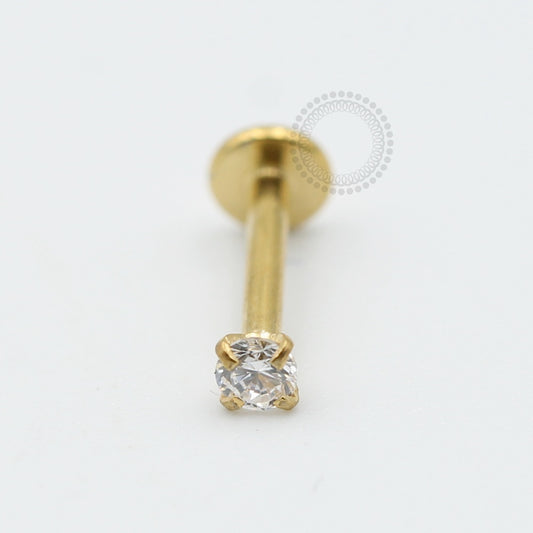 PVD19 Labret Zirconia Aço Pvd Gold