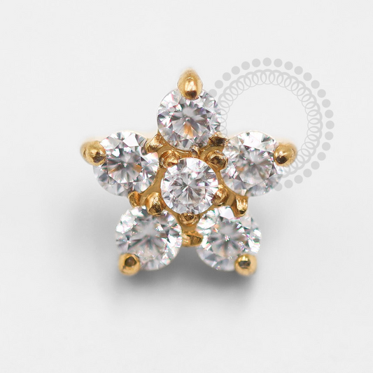 TN1363 Flower Top Zirconia Titanium PVD Gold 