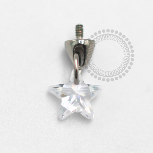 TN1619 Topo Pingente Estrela de Cristal Titânio ASTM F-136