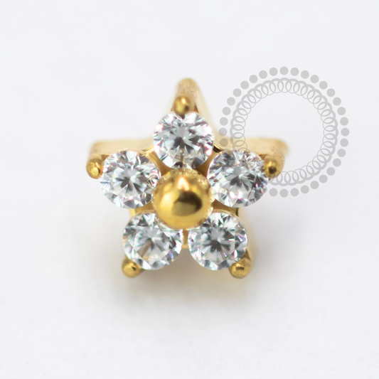 TN1633 Topo Micro Flor CZ 3.2mm Titanio PVD Gold