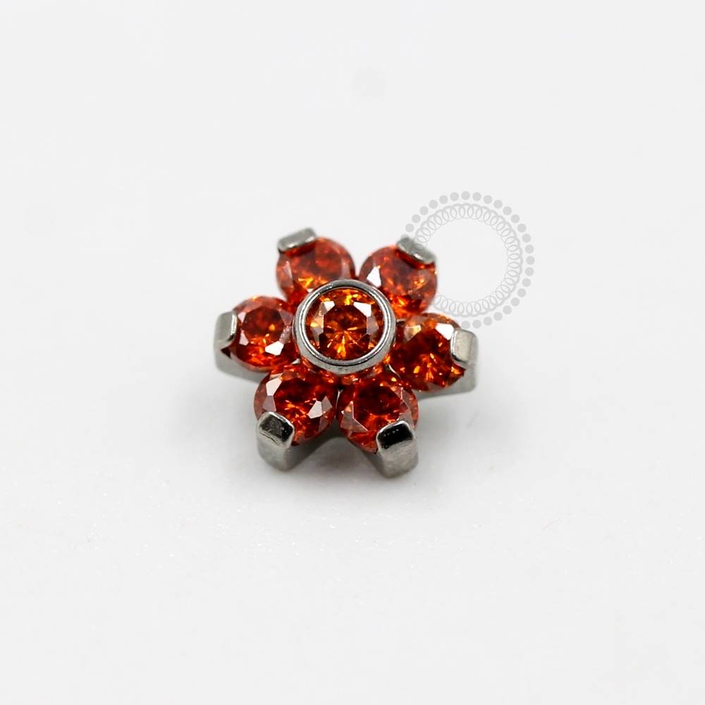 TN193-5 Topo Flor CZ Orange Titânio