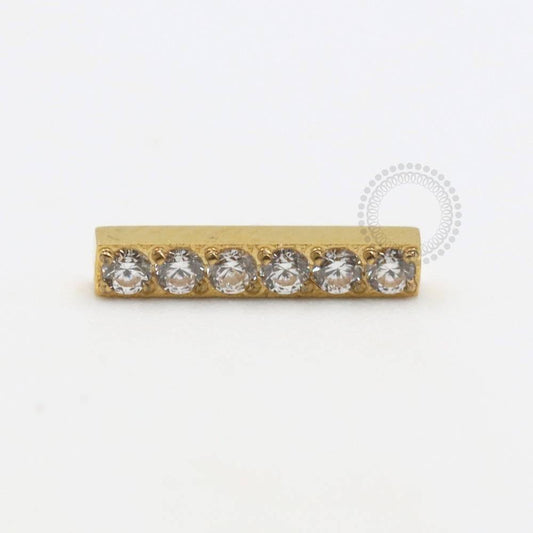 TN492 Topo Barra 6 Zirconias Titânio PVD Gold