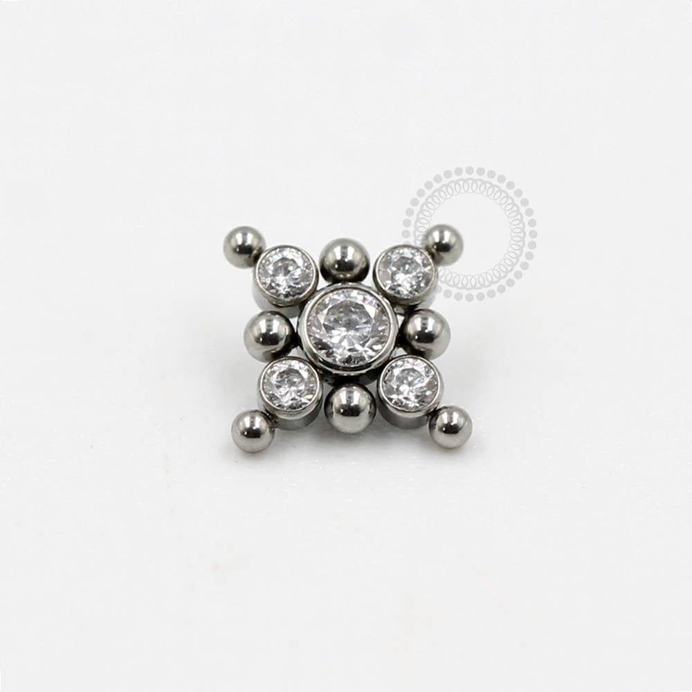 TN203 Topo 4 Stones CZ 8 Spheres Titânio