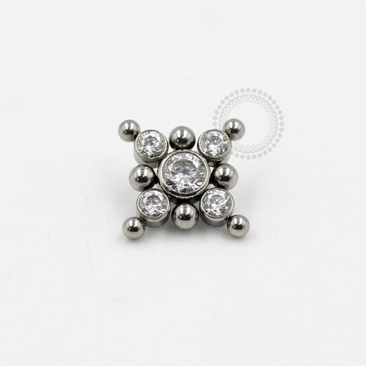 TN203 Topo 4 Stones CZ 8 Spheres Titânio