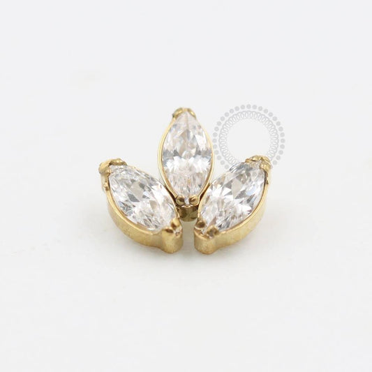 TN476 Topo Cluster 3 Navetes Titânio PVD Gold