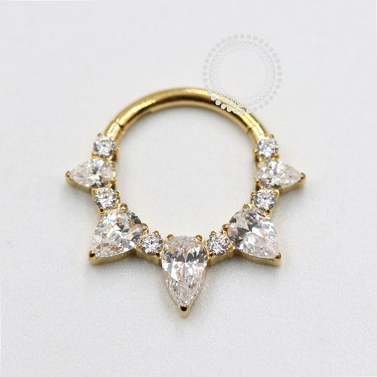 TN1112 Luxury Segment Navetes Crystal Titanium PVD Gold 