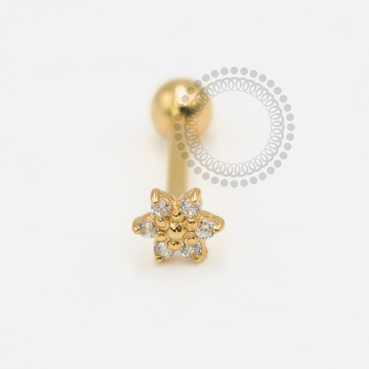OR97 Microbell Flor Miolo Esferas Ouro 18K