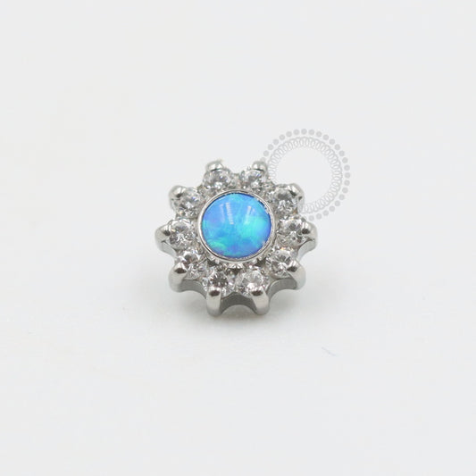 TN505 Topo mini flor CZ Miolo Opala Titânio