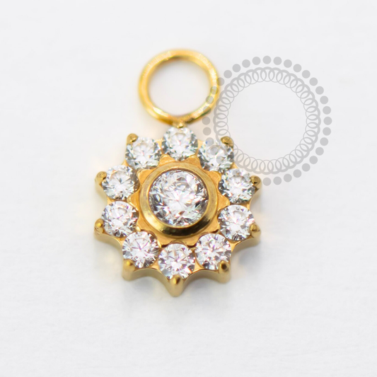 TN1636 Pingente Flor 10 Pétalas Titanio PVD Gold