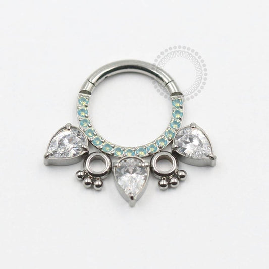 TN530 Segmento Gotas CZ Opalite Green Titânio ASTM F136