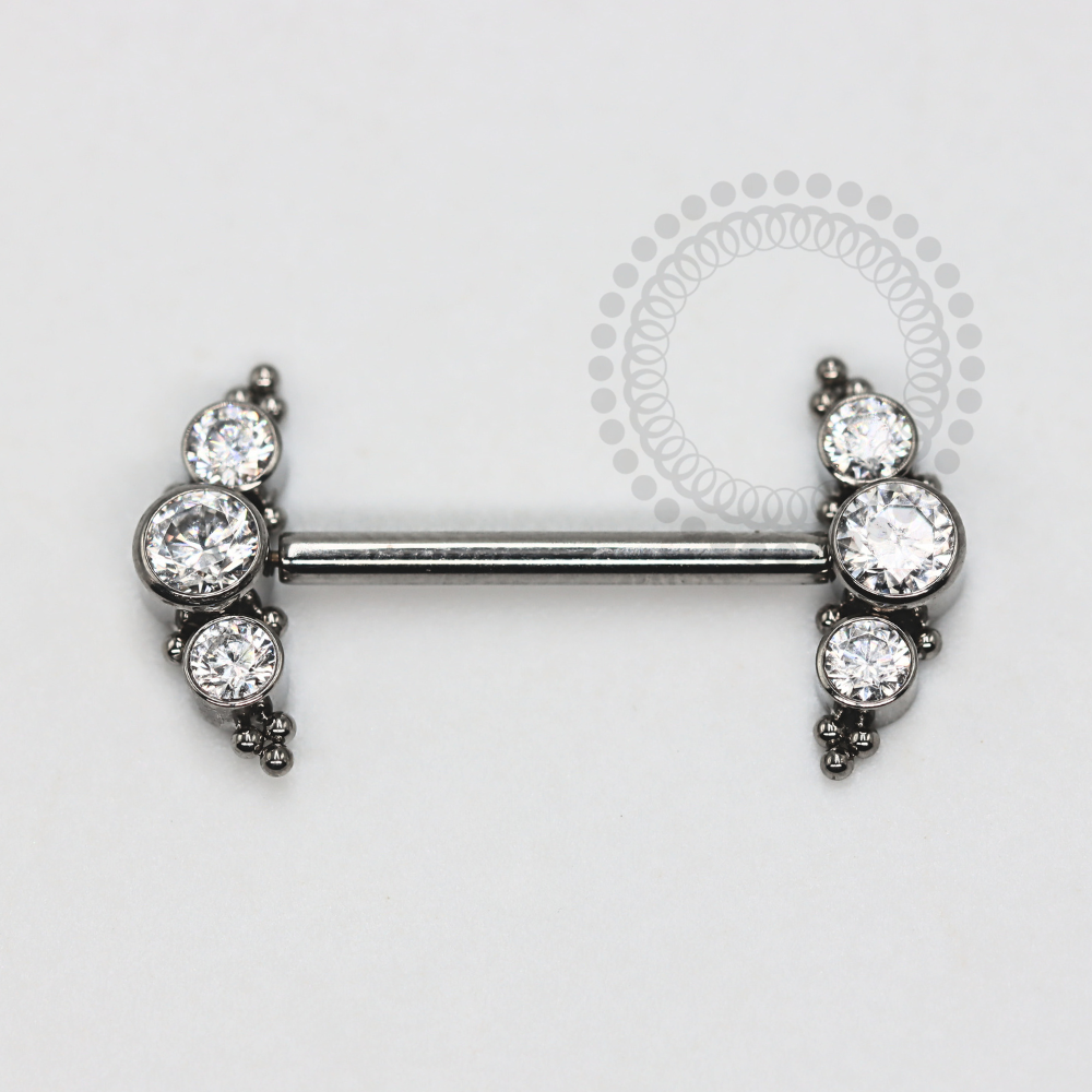 TN1166 Nipple Cluster Zirconia Crystal Titanium ASTM F-136 