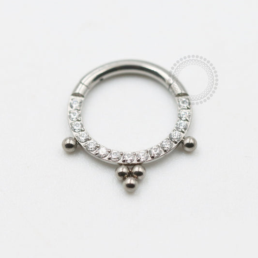 TN586 Segmento Frontal Cravejado 5 Esferas Titânio ASTM F136