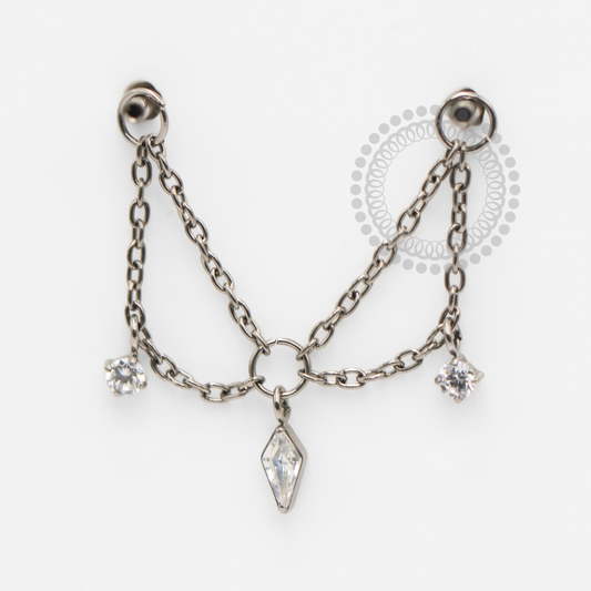 TN1872 Navette Pendant 2 CZ Titanium ASTM F-136 
