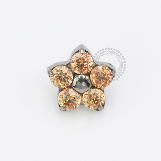TN1860 Top Flower CZ Champagne 4.5mm Titanium ASTM F136 