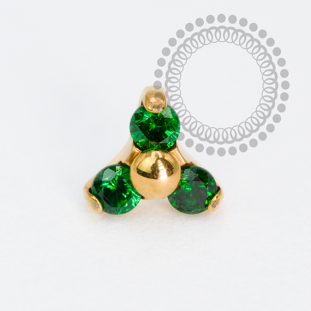 TN1982 Topo Trinity Verde Push Pin Titânio PVD Gold