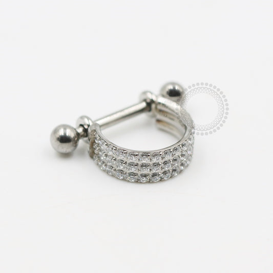 TN656 Piercing Haste Barbel Cravejado Triplo Titânio ASTM F136