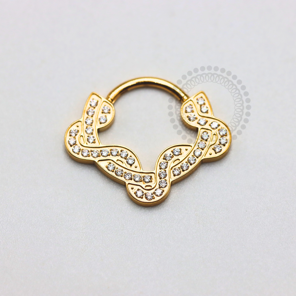 TN1182 Segmento CZ Serpentina Titânio PVD Gold