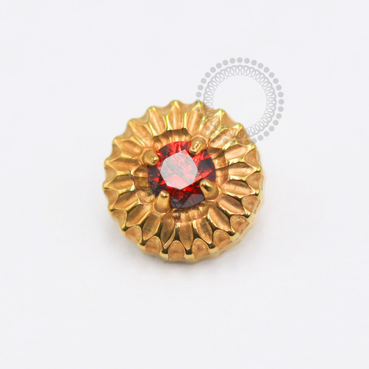 TN1814 Sunflower Top CZ Garnet Titanium PVD Gold 