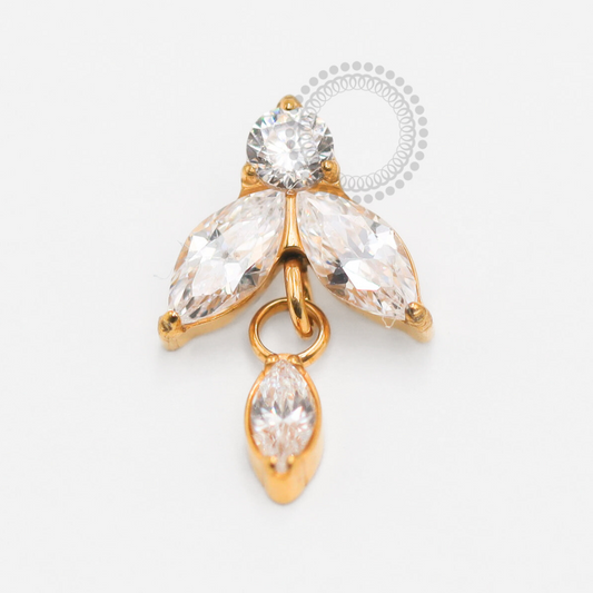 TN1812 Topo 2 Pétalas Pingente CZ Titânio PVD Gold