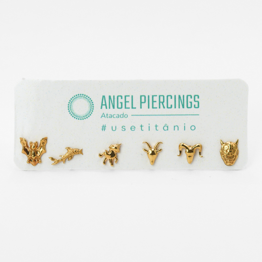KIT53 Labrets Minimalistas Titânio PVD Gold