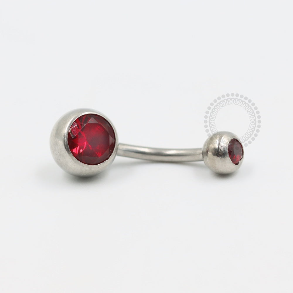 BZ06 Navel Piercing CZ Rubi Aço 316L