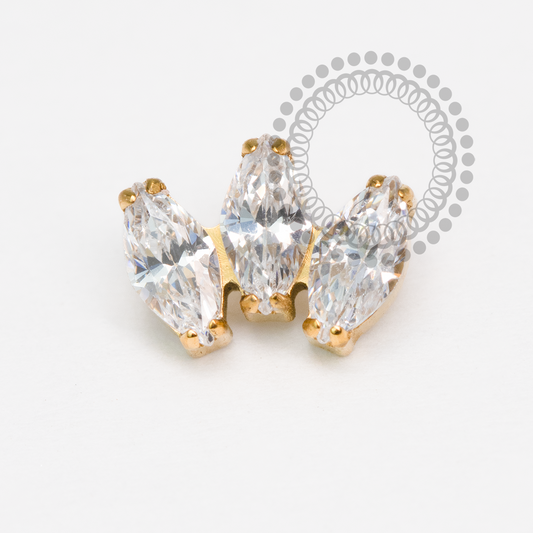 TN2080 Topo Trio Navetes CZ Titânio PVD GOLD
