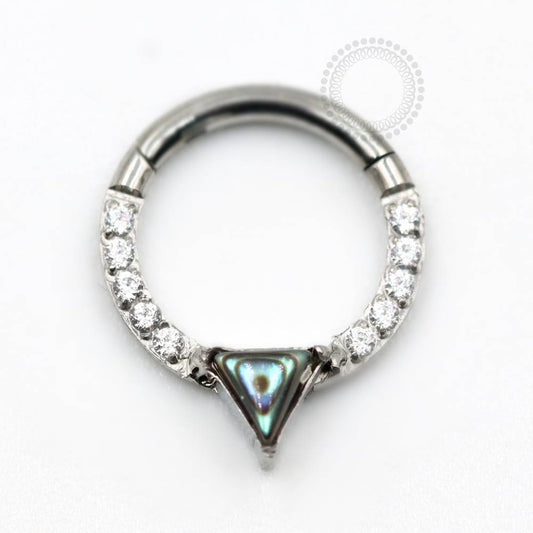 TN722 Segmento Frontal Cravejado com Abalone Titânio ASTM F136