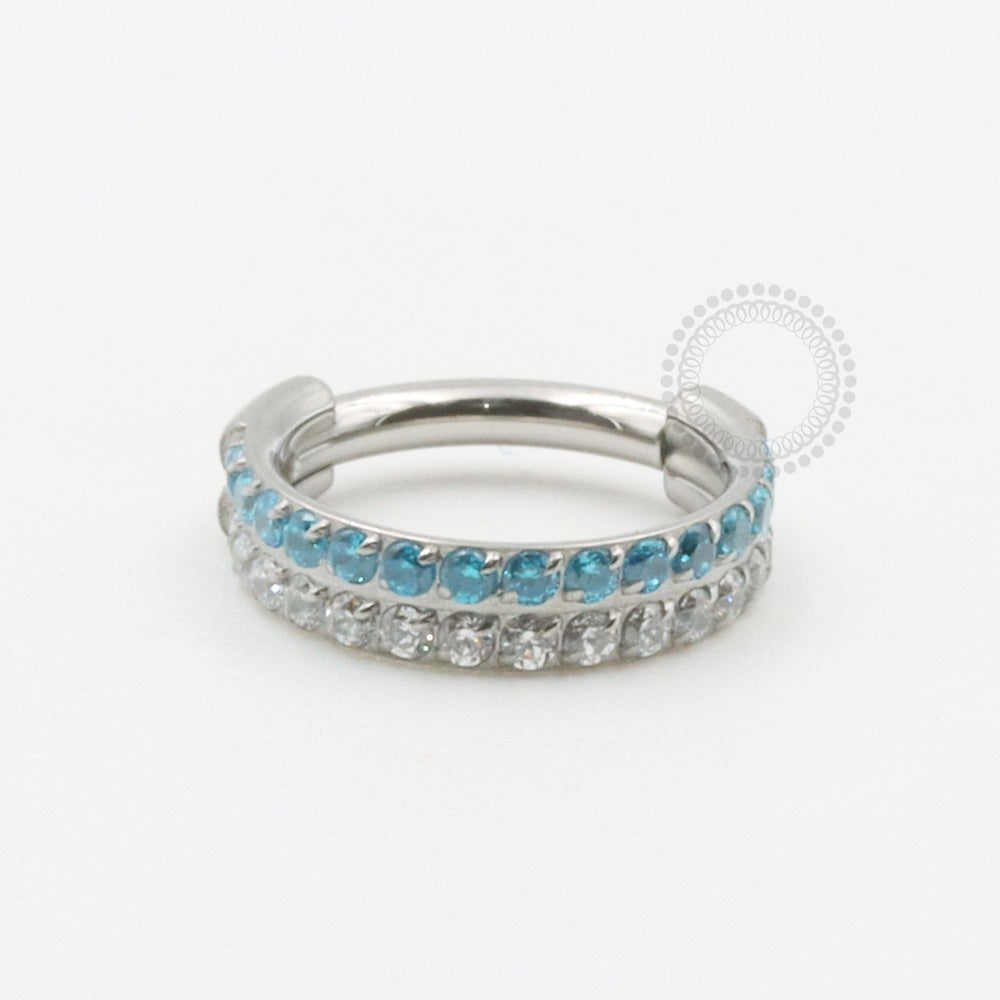 TN578 Segmento Cravejado Duplo Cristal Blue Titânio ASTM F136