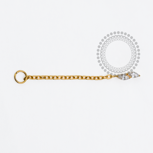 TN1956 Top 2 Navettes CZ Chain Titanium PVD Gold 