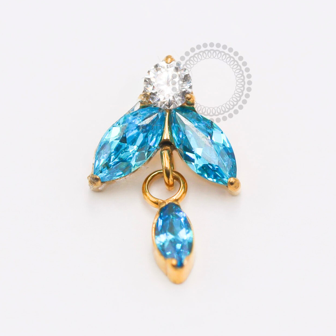 TN1812 Topo 2 Pétalas Pingente CZ Titânio PVD Gold