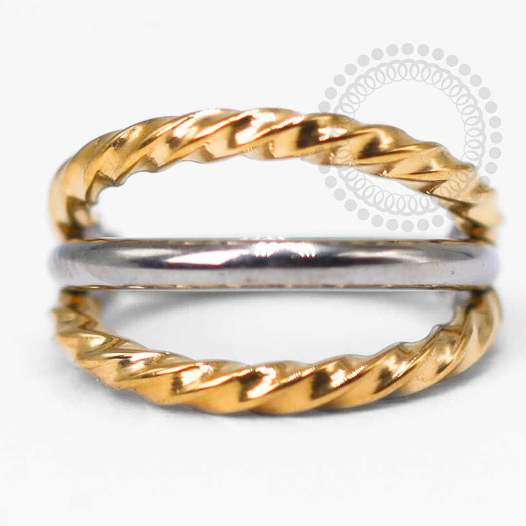 TN1405 Segmento Triplo Duo Titânio Polido e PVD Gold