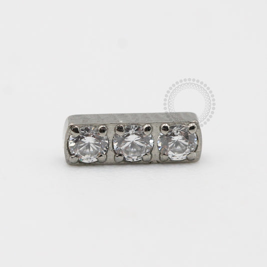 TN334 Bar Top 3 Zirconias Titanium