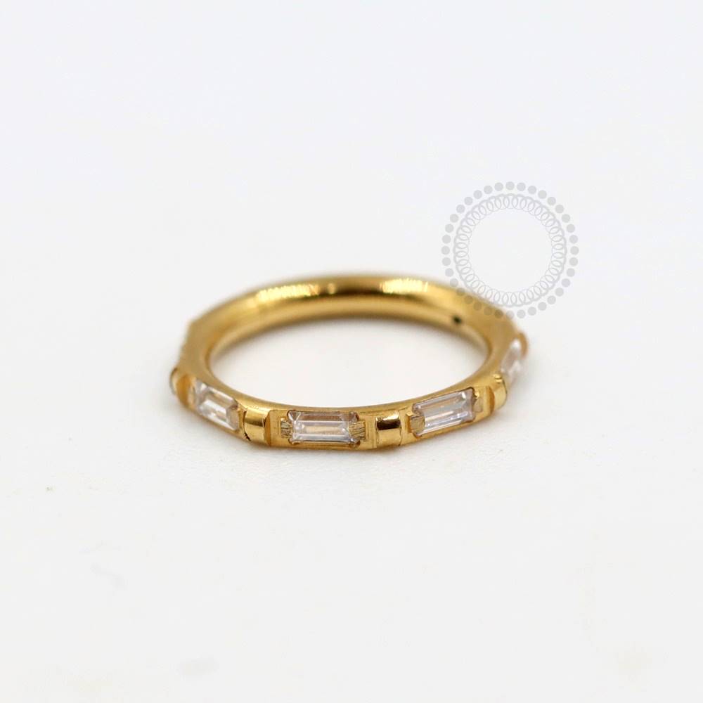 TN219 Segmento CZ Retangulares Titânio PVD Gold