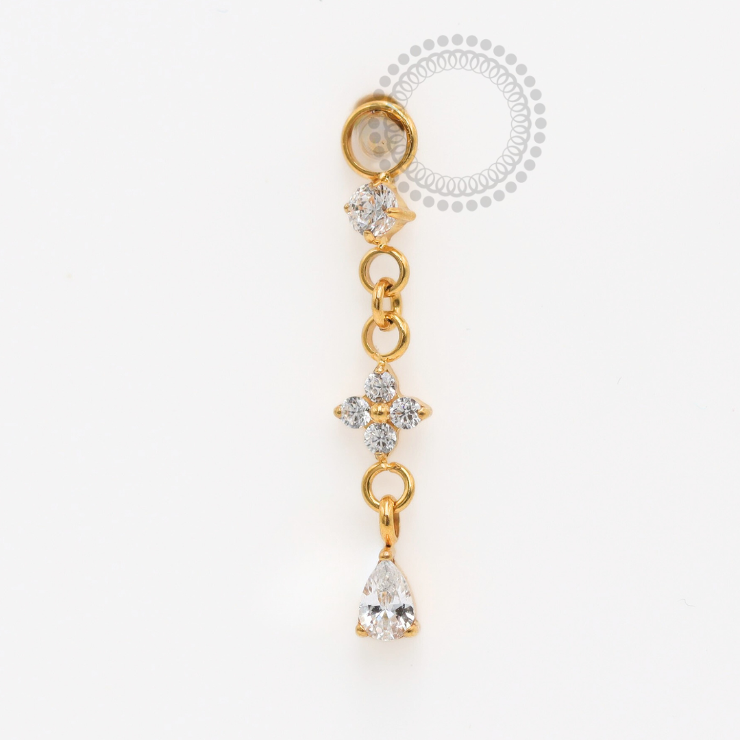 TN1822 Pingente Flor E Zircônia Gota Titânio PVD Gold