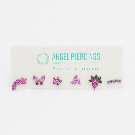 KOR09 KiT Labret Rosa Titânio ASTM F-136