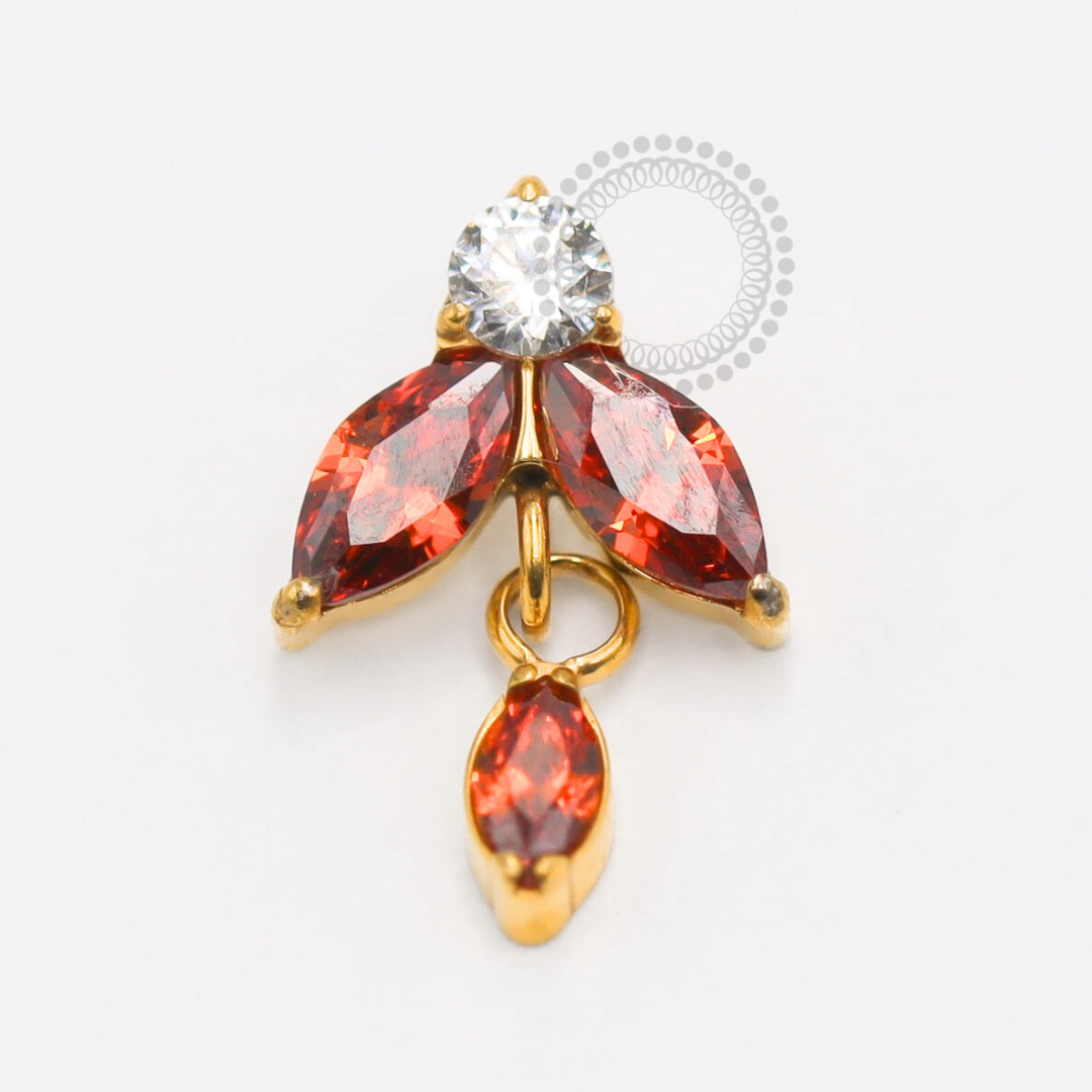 TN1812 Topo 2 Pétalas Pingente CZ Titânio PVD Gold